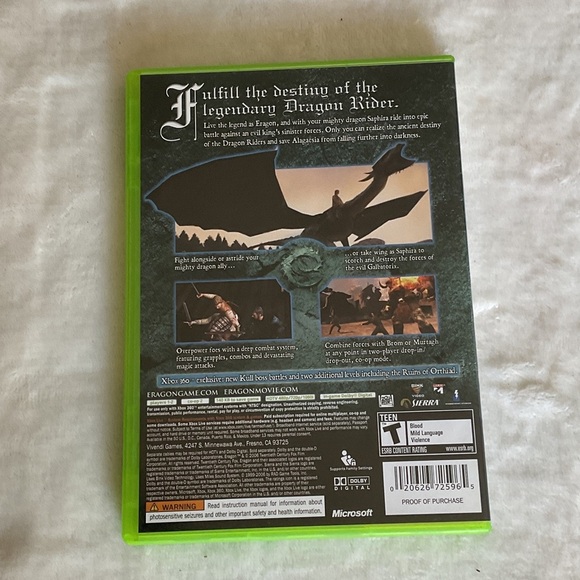 Sierra Eragon Xbox 360 Game - Green Case - Picture 2 of 3